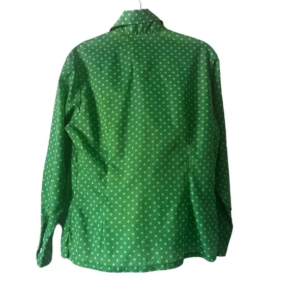 Vintage 1970’s Groovy Flower Print Button Down Top Green Size Small - Picture 10 of 11
